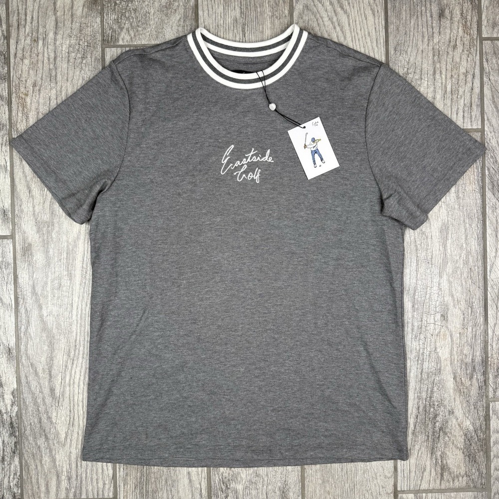 Eastside‎ Golf Mens Shirt Short Sleeve Pique Crew Gray Logo Embroidered NWT Sz M